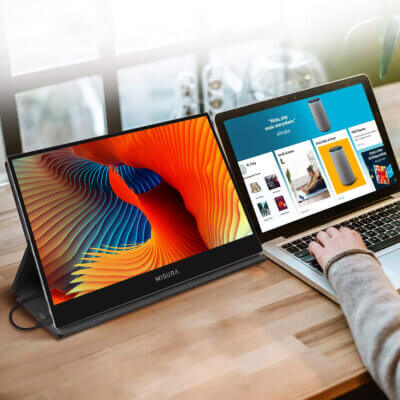 Portable LCD monitor with built-in battery and power supply